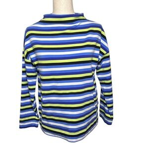 T by Talbots Womens Striped Athleisure Sweatshirt Sporty Pullover Pockets Size S